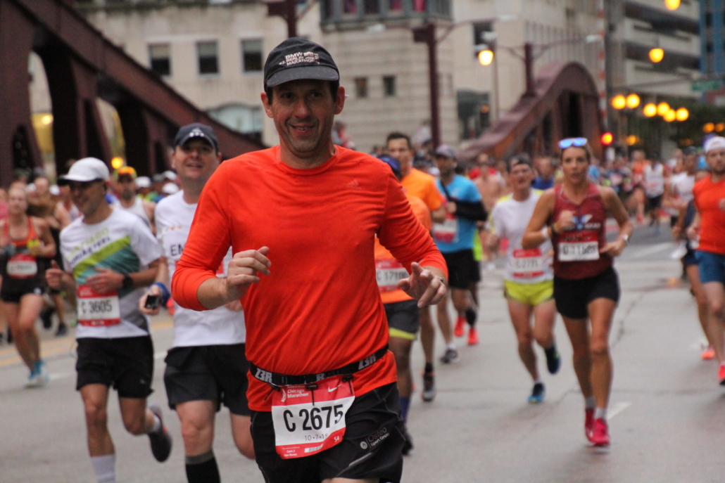 Christian Genries sur le Marathon de Chicago en 2018.