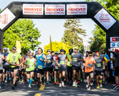 Départ du Generali Geneve Marathon depuis Chêne-bourg.