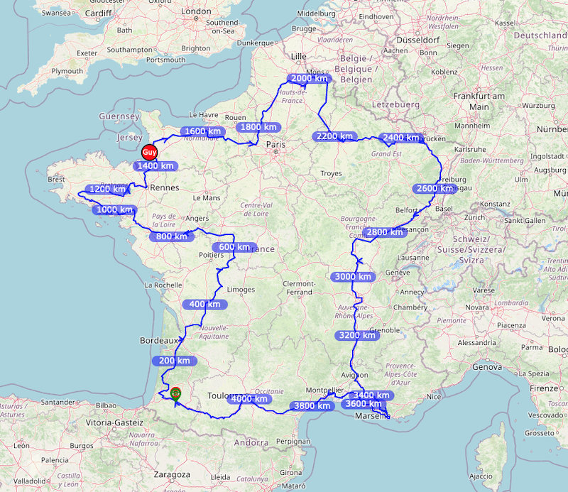 Guy Amalfitano parcourt la France en 4 300 km.