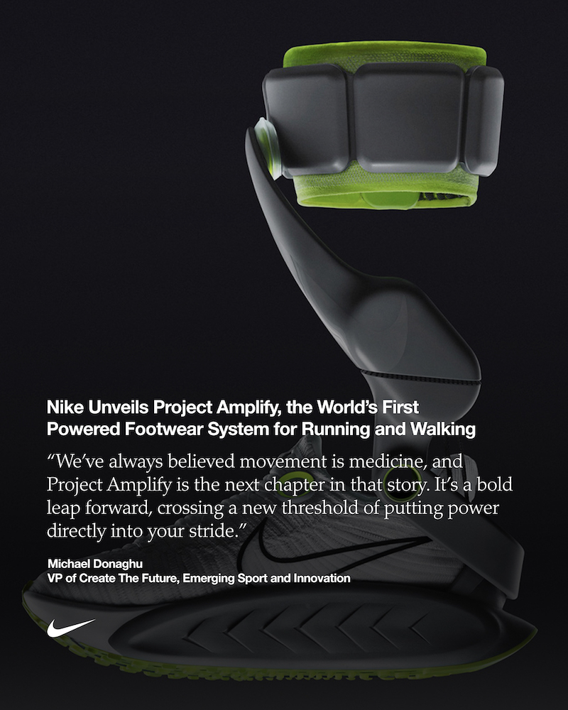 Nike Project Amplify préface le futur avec chaussures motorisées qui pourraient révolutionner le running et la marche.
