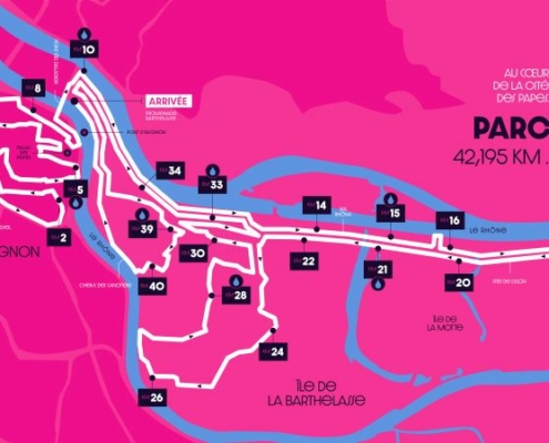 Plan du tracé du Marathon d'Avignon 2026