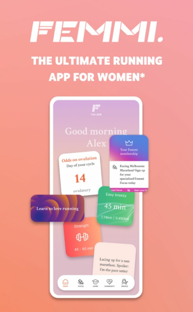 Femmi, l'application qui adapte les entraînements selon le cycle menstruel des runneuses.