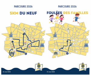 Tracés 1,5 et 5 km du Lions Paris 9 Run.