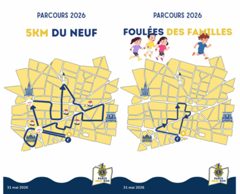 Tracés 1,5 et 5 km du Lions Paris 9 Run.